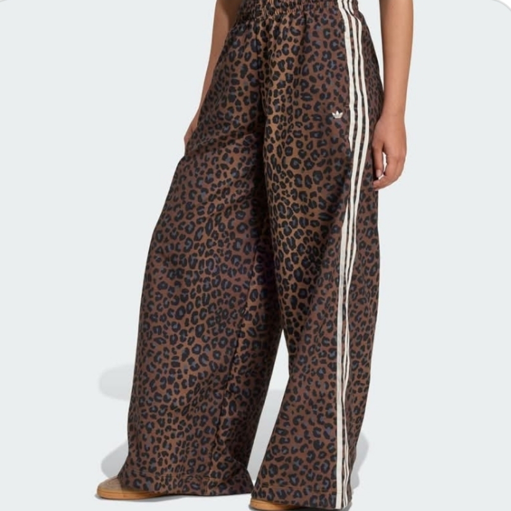 Adidas Leopard Firebird Wide Leg Track Pants Size XL